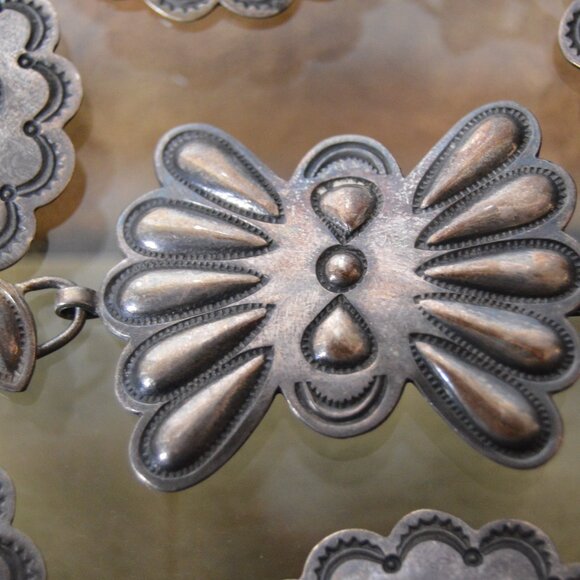 Vintage 1950's Navajo Sterling Silver Concho Belt, 34" - Picture 5 of 6